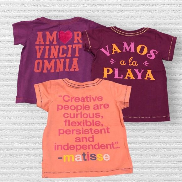 Peek 6-12 Month Baby Girl Graphic Tee Shirts Purple Pink Orange Fall Pima Cotton - Picture 2 of 5